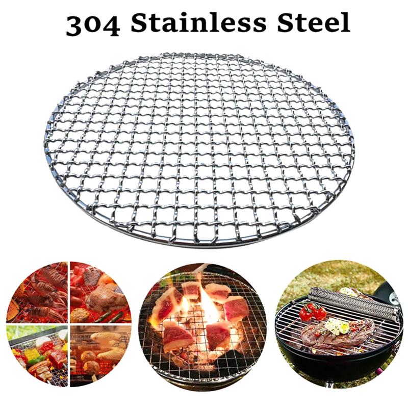 Stainless Steel Round Bbq Net Grill Mesh Roast Nets Bacon Grill Tool Iron Nets Non-Stick Bbq Mat Grid Outdoor Barbecue Accessory