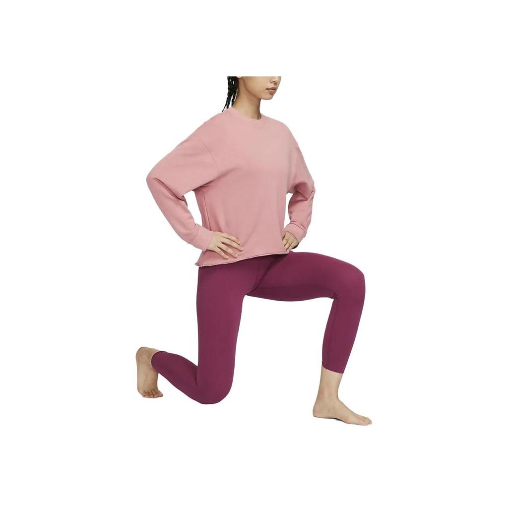 Nike Yoga Luxe Solid Color Round Neck Casual Fleece Loose Sweatshirt Women sweatshirt Stardust-Red DM6974-618