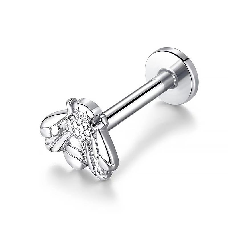 1PC Titanium Stud Earrings Internal Thread Labret Little Bee Lip Ear Studs Rings Tragus Cartilage Helix Piercing Body Jewelry
