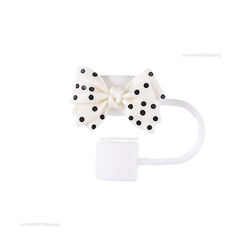 10cm Portable Spotted Bows Straw Tips Covers Good Sealing Dust-Proof Straws Topper Party Supplies Straw Tips Lids