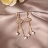 Creative Shiny Zircon Ballet Girls Drop Earrings For Women Men Trendy Imitation Pearl Tassel Dance Girl Earring Party Jewelry