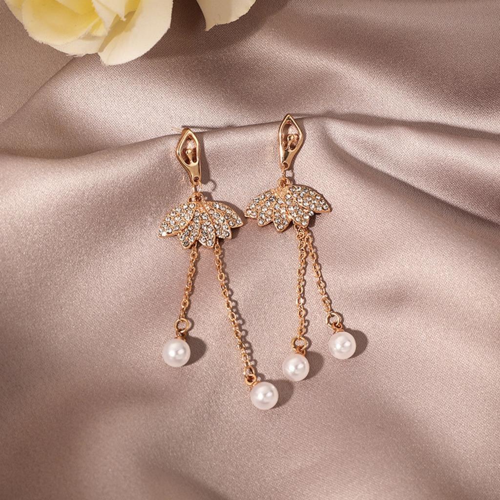 Creative Shiny Zircon Ballet Girls Drop Earrings For Women Men Trendy Imitation Pearl Tassel Dance Girl Earring Party Jewelry