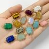 2pcs Natural Stone Pendant Quartz Lapis Chalcedony Amethysts Tiger Eye Stone Connector Charm For Making Necklace Bracelet