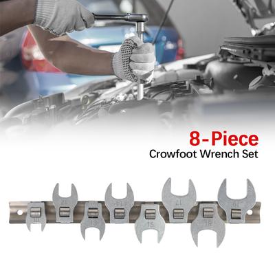 For Ratchet Torque Wrench Metric/Imperial Crowfoot Wrench Set Head Square 3/8 Inch Drive Replacement Bullhorn Wrench 8-Piece
