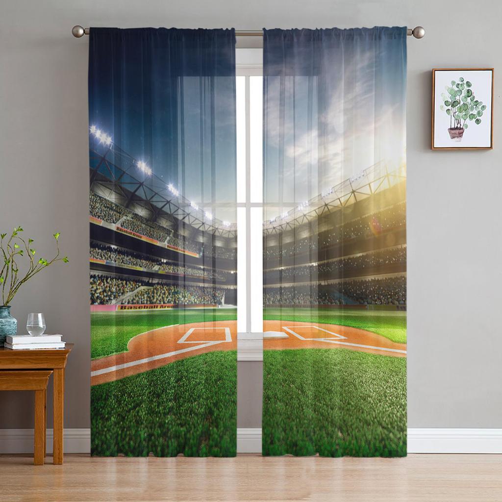 Soccer Balls Football Field Curtain For Living Room Transparent Tulle Curtains Window Sheer For The Bedroom Accessories Decor