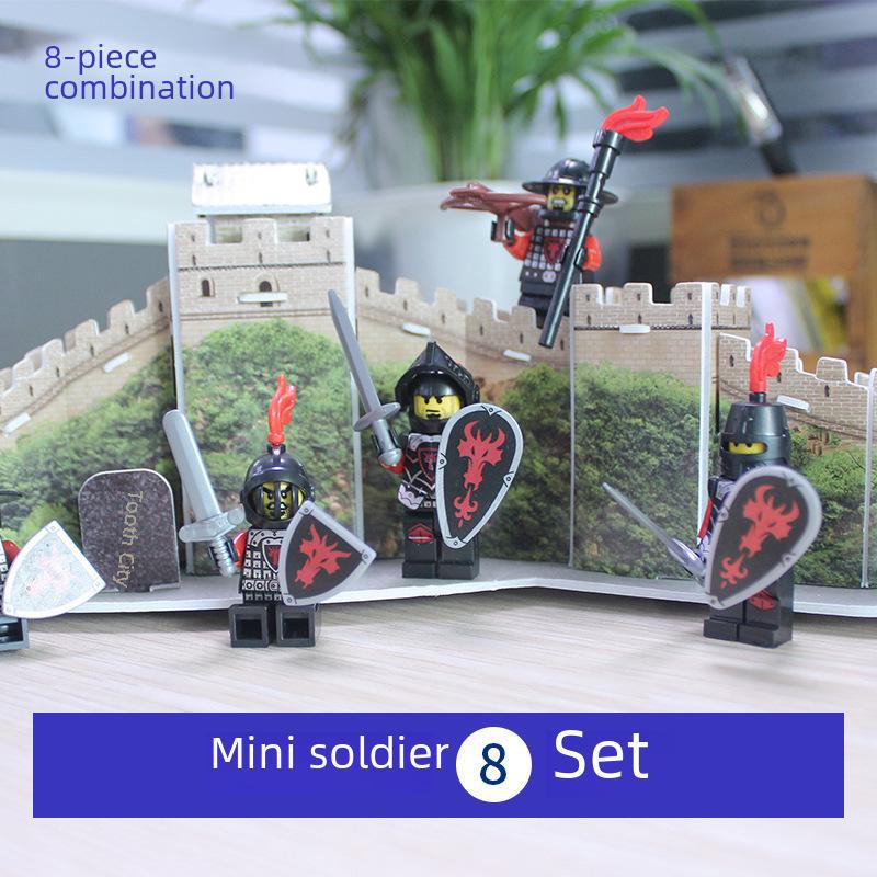 LOJO AX9804 Red Dragon Knight Medieval Building Blocks Minifigures Set