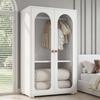 2-Door Wardrobe, Bedroom Storage Cabinet, Children's Wardrobe, with Clothes Rail, Acrylic Transparent Doors, Ceramic Handles, White, 80×50×120 Cm