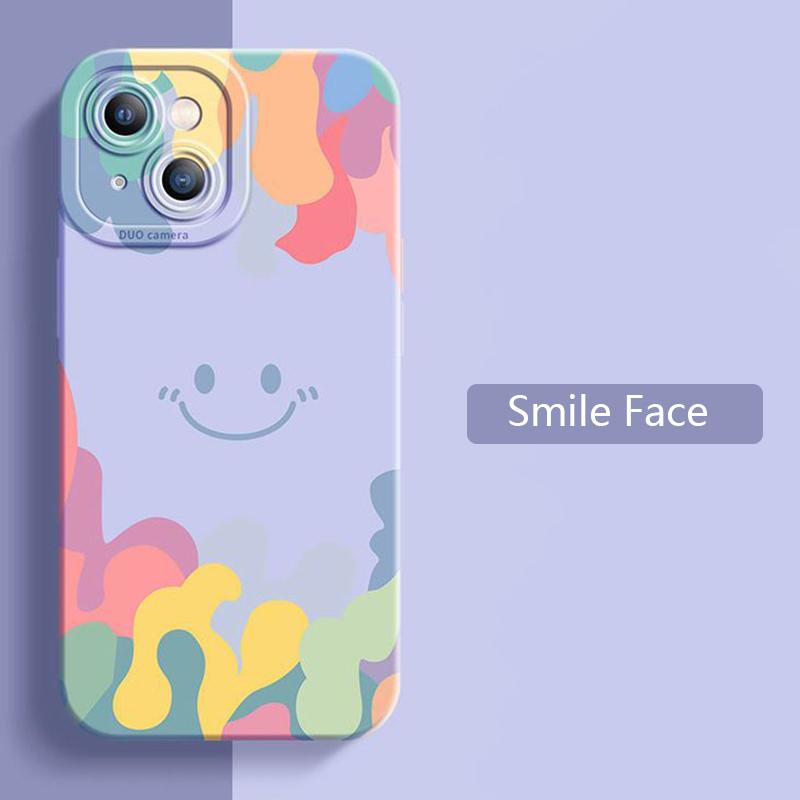 Luxury Ice Cream Smile Face Case For iPhone 17 16 15 14 13 12 11 Pro Max 16 Plus 17 Air 16E Shockproof Candy Soft Silicone Cover
