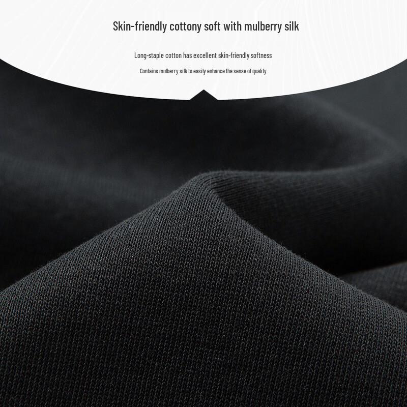 Futing Men's Plush-Lined Cotton & Silk Blend Crew Neck Sweatshirt