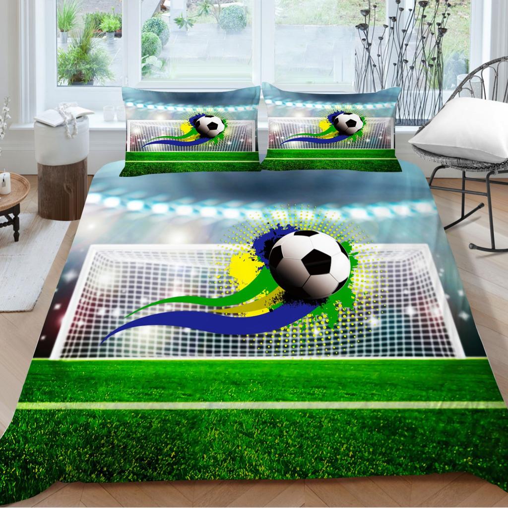 Football Series Quilt Cover Pillowcase Two Or Three-Piece Set 3D Digital Printing Polyester Sports Style