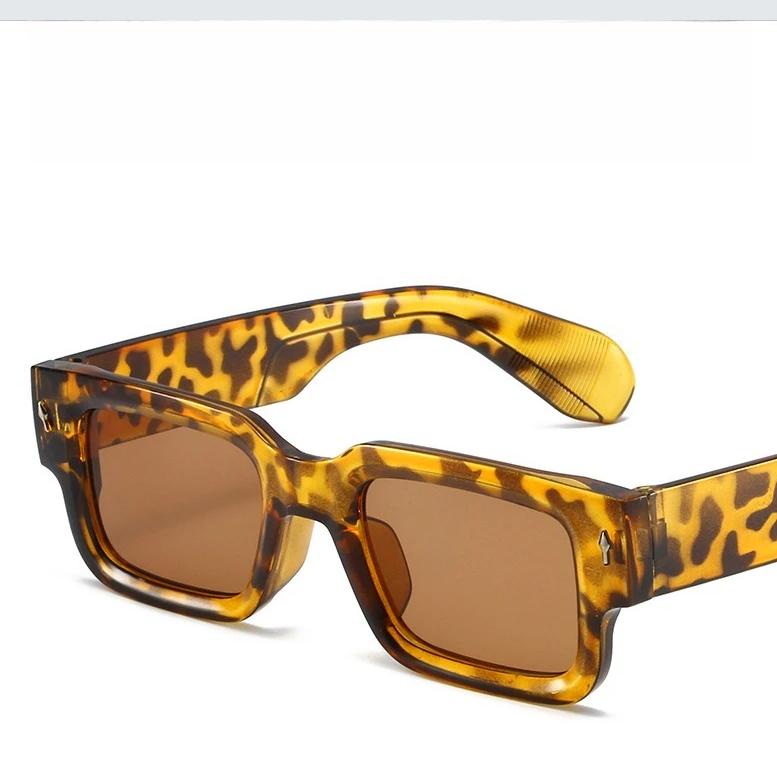 Fashion Retro Thick Leg Square Frame Sunglasses Men Women Popular Brand Small Frame Rice Nail Sun Glasses Oculos De Sol