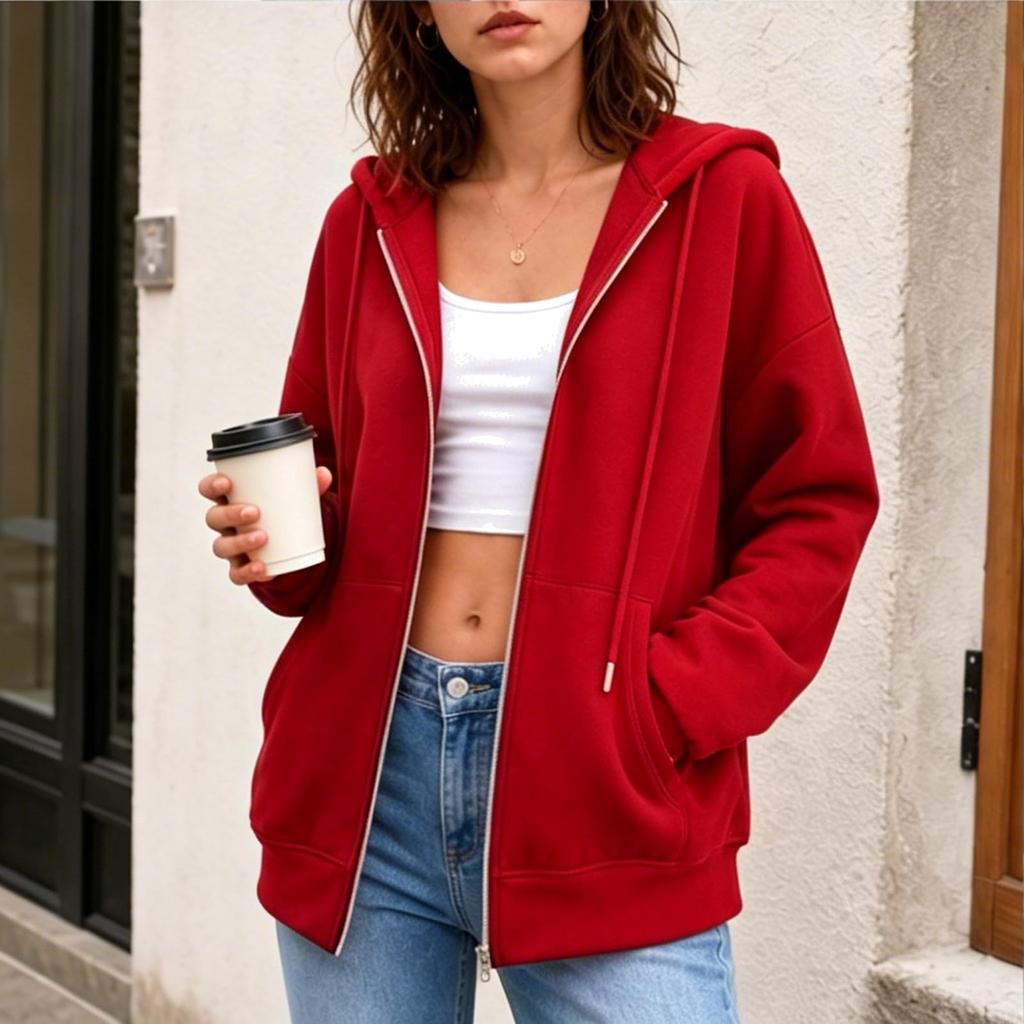 Women's Long Sleeve Color Hooded Sweatshirt Pullover for Everyday Wear