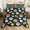 Tennis Court Print Duvet Cover Set,Boys Sports Games Themed Comforter Cover,Yellow Tennis Racket Sporting Equipment Bedding Set