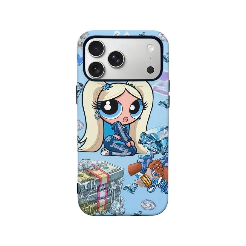 Luxury Clmj Cute The P-Powerpuffs Girls Phone Case for iPhone 17 16 15 14 13 12 11 X Air Pro Max Plus Double-layer Back Cover