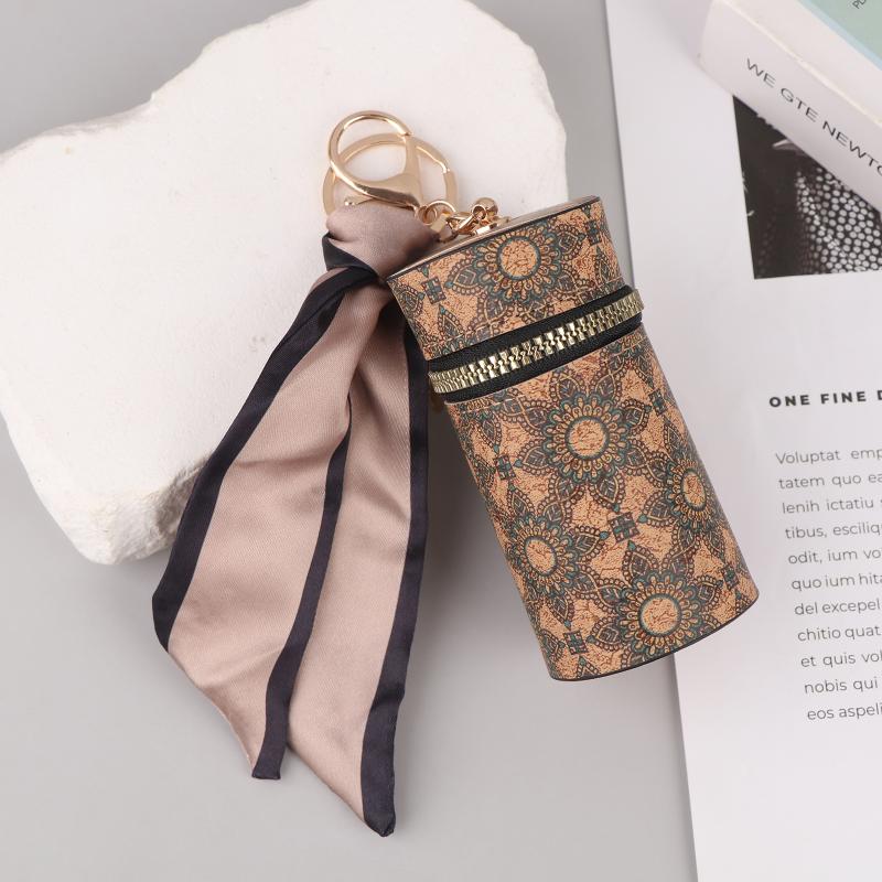 Vintage Style Cylinder Coin Purse with Zipper and Keychain for Efficient Storage