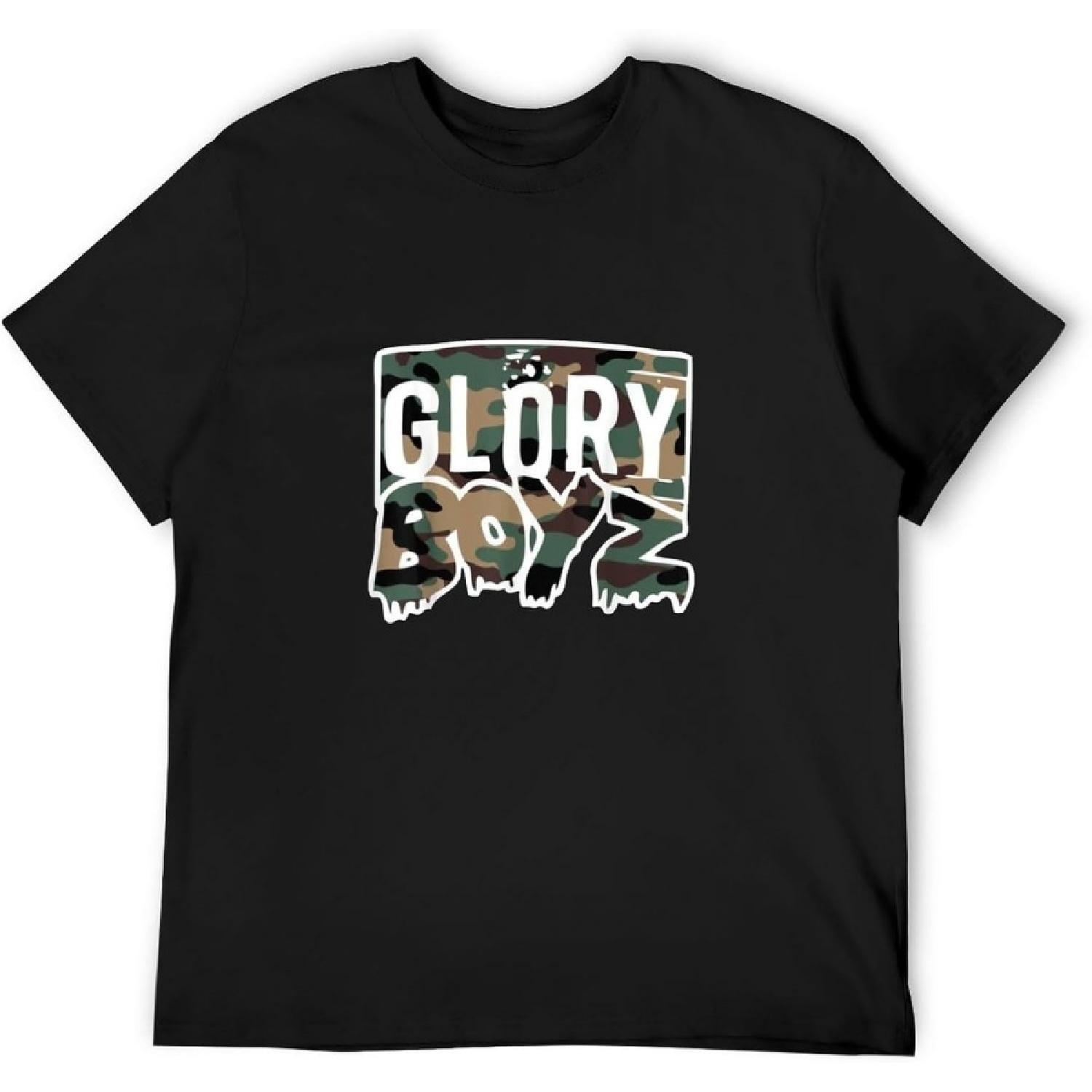 Glory Boyz Camo Delao Vintage T Shirt Short Sleeve Funny Top Black S