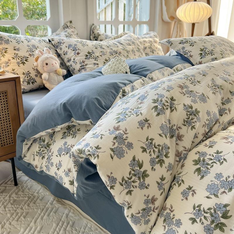 

Ретро пасторальный тип A, жаккардовая хлопковая кровать Xiaozhu, хлопковая простыня из четырех частей, пододеяльник из трех частей 1.8m bed sheet 4pcs