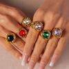 Anello Quadrato in Acciaio Inossidabile con Cristallo Zircone Anello Esagerato Regalo per la Fidanzata
