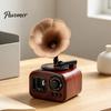 Classic Melody Keepsake Retro Mini Gramophone Music Box Ornament, Vintage Wood Grain Phonograph Shaped Small for Shelves Box, Desktop Decor