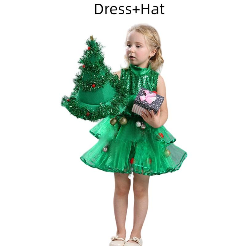 

Дитячий різдвяний костюм ельфа з оксамитової тканини, підходить для дівчаток, доступний у зеленому та червоному кольорах Fit Height 120cm/47.24in