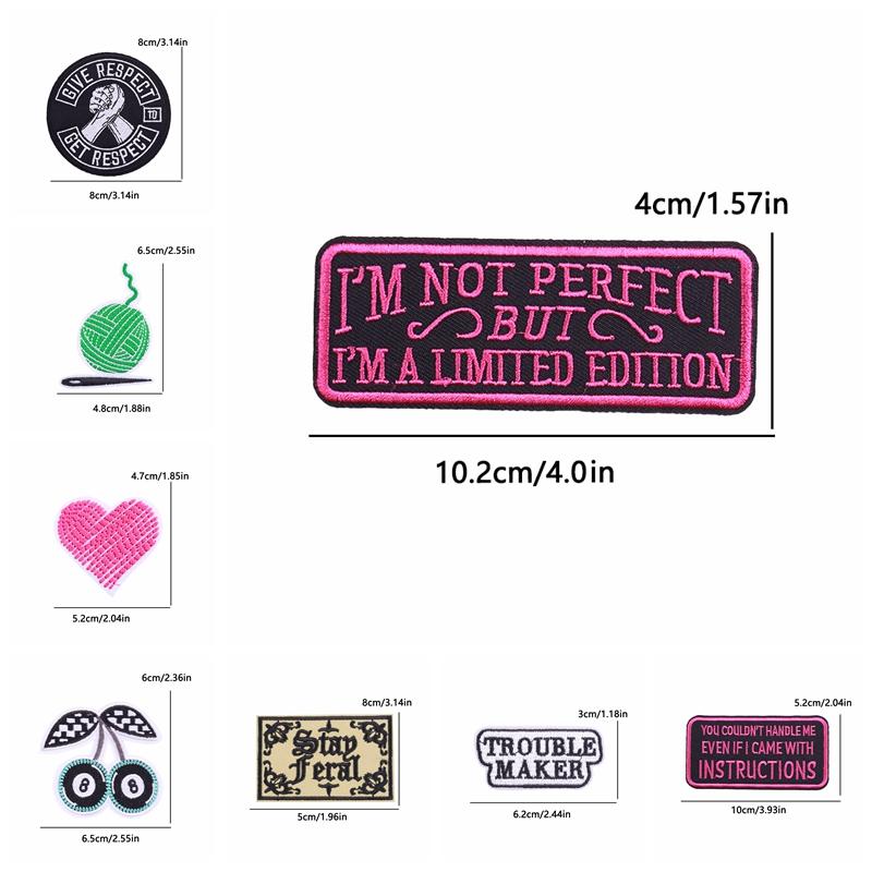 5pcs /Set Wholesale Letter Slogan Embroidered Patch Sew Badges Iron On Patches For Clothing Diy Backpack Letter Embroidery Patch 