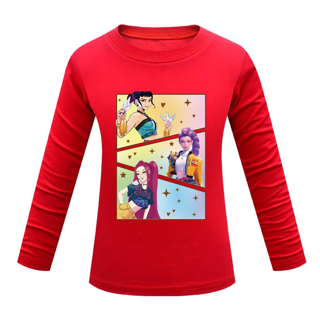 Children's Cartoon Printed Long Sleeved O-Neck T-shirt, Casual and Comfortable Base Shirt
