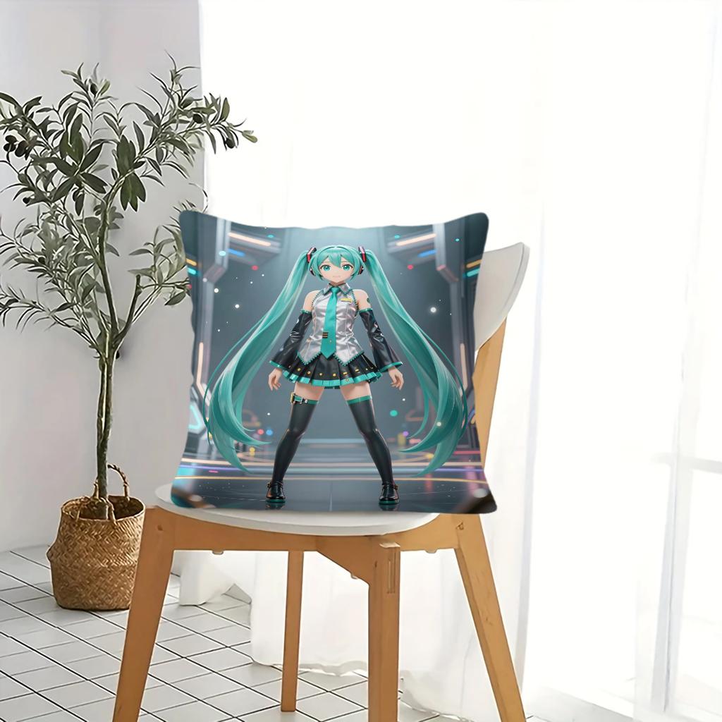 Hatsune Miku Galaxy Throw Pillow, 18.18 Inch Cushion, Accent Pillow, Includes Pillow Core, Hd Print For Sofa Bed Room