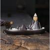 Ceramic Backflow Incense Burner Mountain Stream Design Smoke Waterfall Incense Holder for Home Office Meditation and Relaxation Use
