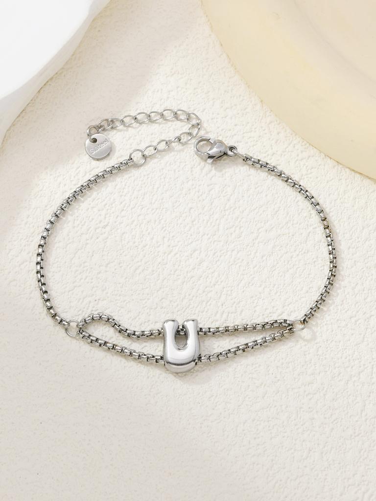 New stainless steel wholesale 26 English letters double-layer ring gold-plated bracelet