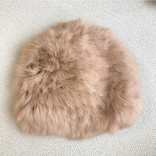 Rabbit Fur Hat Female Chuanxi White Fur Hat Fur Cold and Warm Plush Knitted Hat Cute Headgear Autumn and Winter