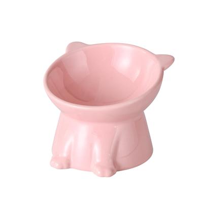 קערות חתול קרמיות מוגבהות מוטות קערות אוכל ומים מוגבהות נגד הקאה מתאימות למיקרוגל ולמדיח כלים חתול
