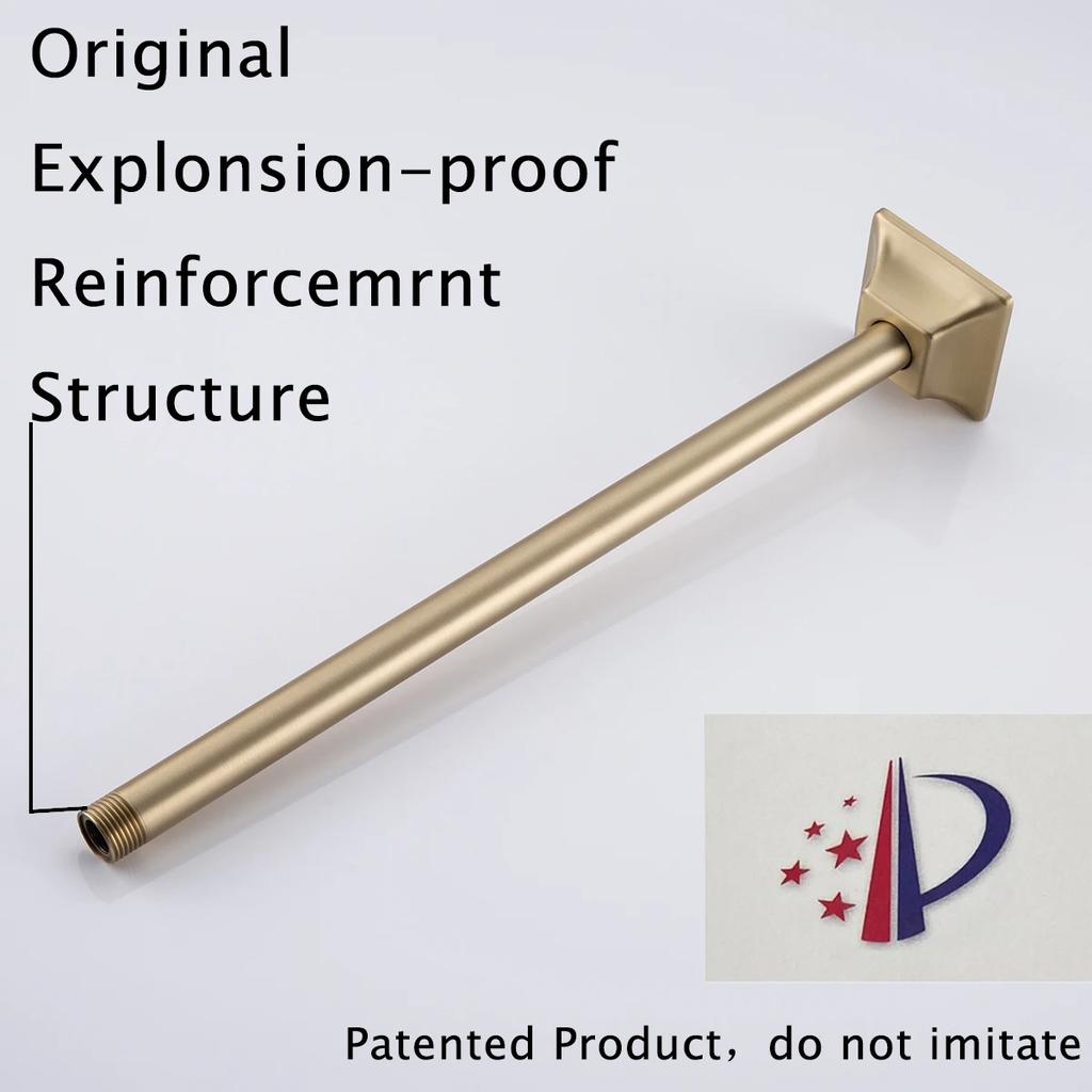 Stainless Steel Shower Arm Wall Mounted Shower Head Extension Pipe Bathroom Accessories 16 Inch Black Brushed Gold Plated