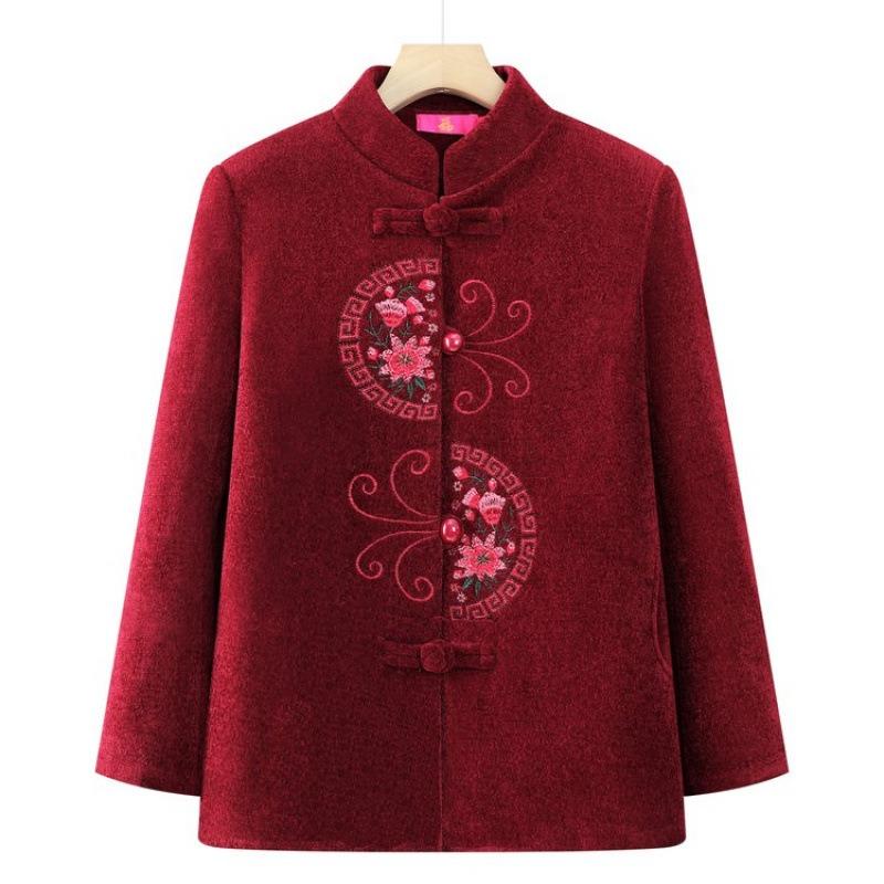 

Autumn and winter coat fleece thickened grandma clothes women s plus size old lady top 1XL [recommended 80-50kg]
