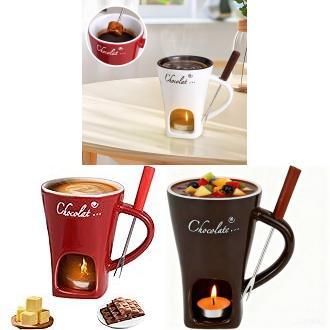 Kreative Schokoladen-Käsefondue-Tasse mit Gabel Keramik-Hot-Pot-Tasse für Dessertliebhaber