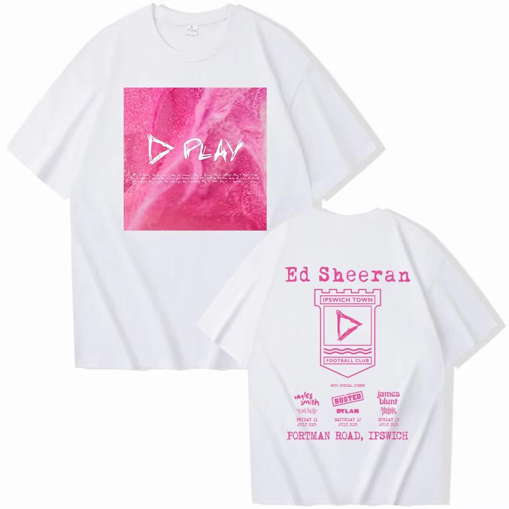 Хлопковая футболка с принтом Ed Sheeran Play Tour Летние мужские и женские футболки Streetwear Хип-хоп Мерч Ed Sheeran Графические футболки Топы S