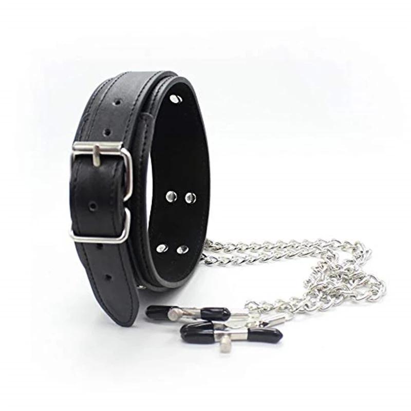 Bdsm Bondage Choker Collar with Nipple Clamp Breast Clip Chain Fetish Slaves Flirt Adult Games Erotic Tools Sex Toys for