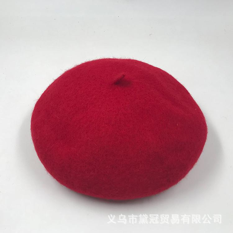 Autumn and winter versatile wool hat beret women's pumpkin hat retro woolen painter hat bud hat tide