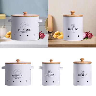 Vegetable Storage Tin Storage Canister Metal Container Rustic Jar Vegetable Fresh Keeper for Countertop Decor