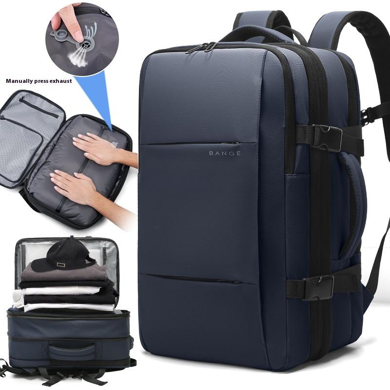 Bange Travel Men 15.6 Inch Laptop Backpack Vacuum Compression Backpack Business School Backpack Expandable Outdoor Backpack