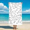 Black White Heart Beach Towel, Microfiber Sand Free Quick Dry, Cute Doodle Print, Soft Absorbent For Summer Travel
