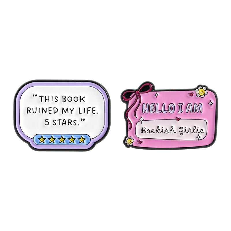 Bookish Girlie Enamel Pins This Book Ruined My Life 5 Stars Brooches Lapel Badges Clothes Funny Jewelry Gift for Kids Friends