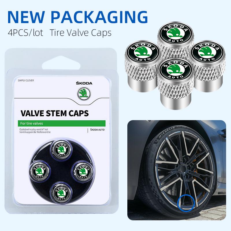 GNL1 For Skoda S Kodiaq Octavia 2 3 Yeti Karoq Rapid Fabia VII A5 Car Wheel Tire Valve Caps Stem Case Covers Accessories