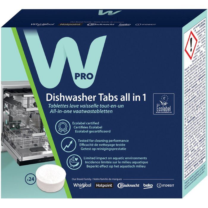 Tablettes lave-vaisselle - WPRO - NTB100 - Ecolabel - Multi-fonctions - 24 doses