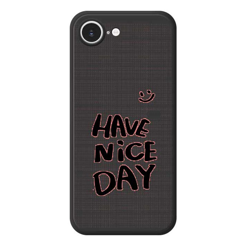

Чехол для iPhone 16e с печатью узора «Have Nice Day», задняя крышка из ТПУ с прямыми краями Black