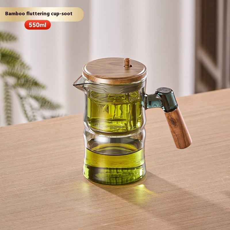 Gianxi Piaoyi Cup Bamboo Shape Teapot High Temperature Resistant Glass Kettle One Touch Tea Separation Filter Teacup Tea Set