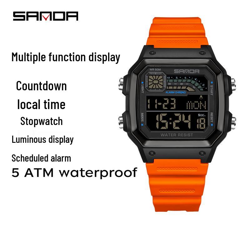 Sanda Multifunktionale Wasserdichte Elektronische Sportuhr mit Nachtlicht und Wecker für Schüler