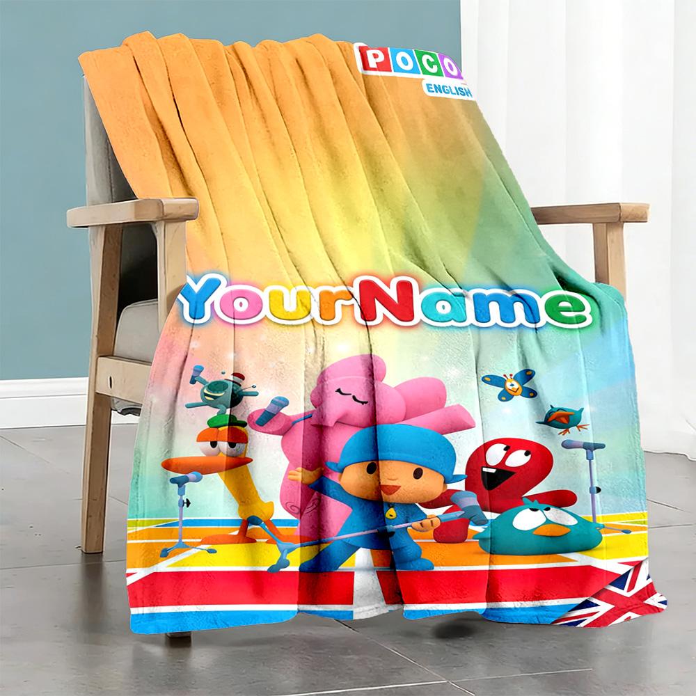 Pocoyo Personalized Name Blanket Gift Customizable Blanket Ultra-Soft Great for Home Decor Picnics Livingroom Living Room All-Season Use