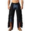 Pánské nastavitelné v pase Faux Suede Chaps Kalhoty Bojí Třásně Rozdělené Široké Nohy s Popruhy pro Jízdu na Koních Divadlo Cosplay