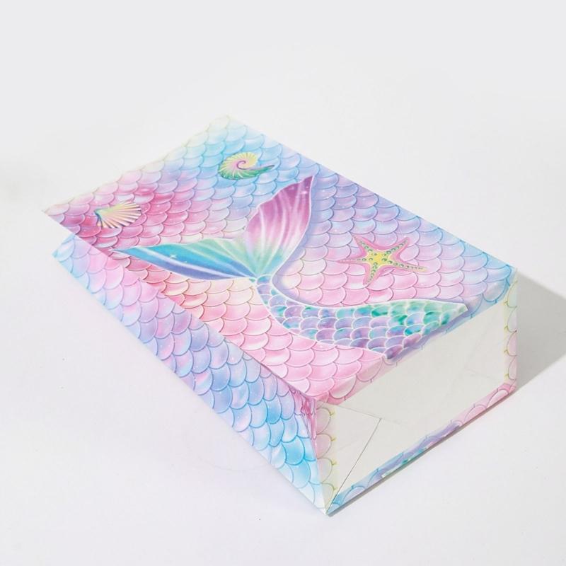 Paper Bag Set 20Pcs Colorful Mermaids Gift Bag with 20 Sticker ,Take-out Bags for Christmas,Festivals,Birthdays,Parties