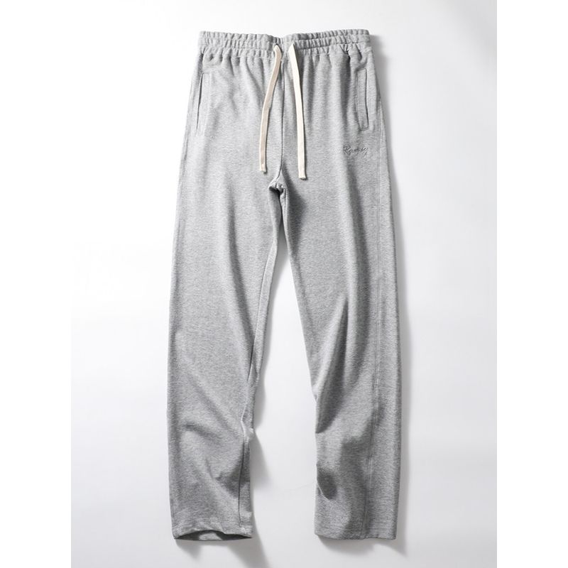 Spring and Autumn Knitted Drawstring Export Cotton Sports Pants Light hemp Gray 2XL